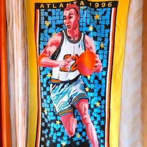 Vintage 1996 Atlanta Olympic Games Basketball Player Towell 55x26